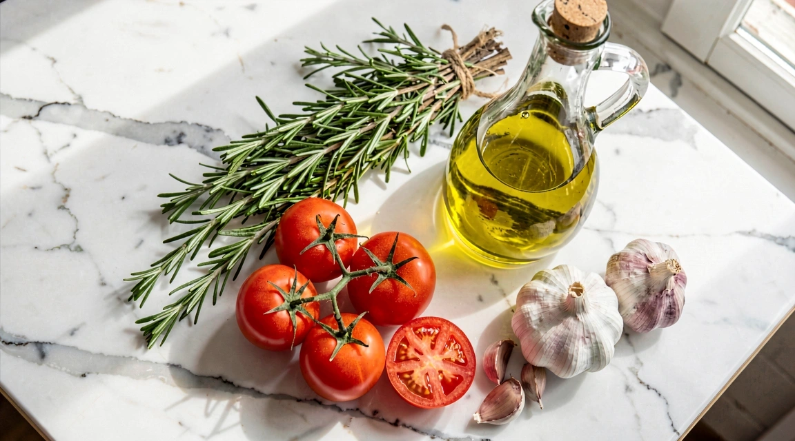 Ingredientes mediterráneos frescos